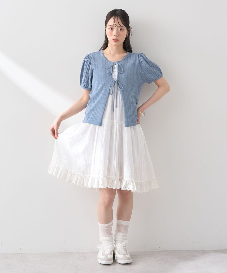 earth music&ecology「透かし編みフロントリボンカーディガン」|カーディガン|