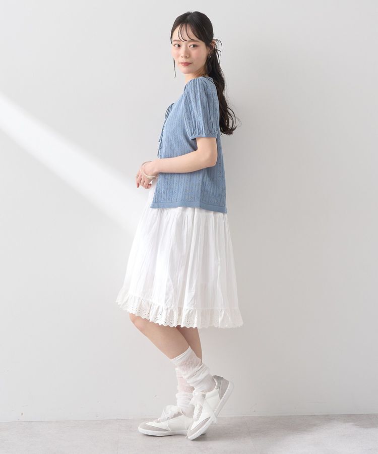 earth music&ecology「透かし編みフロントリボンカーディガン」|カーディガン|