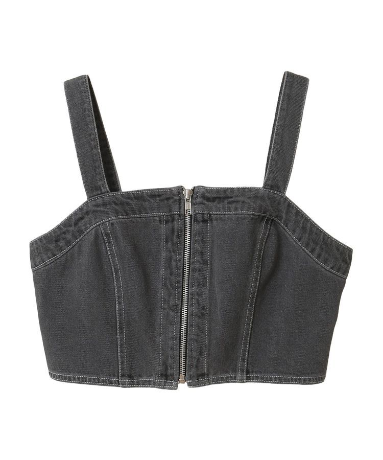 earth music&ecology「フロントジップデニムビスチェ」|ベスト・ジレ|