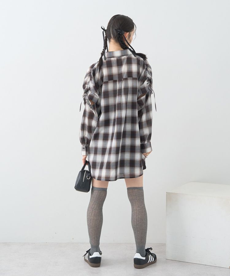earth music&ecology「2wayショルダードロストリボンチェックシャツ」|シャツ・ブラウス|