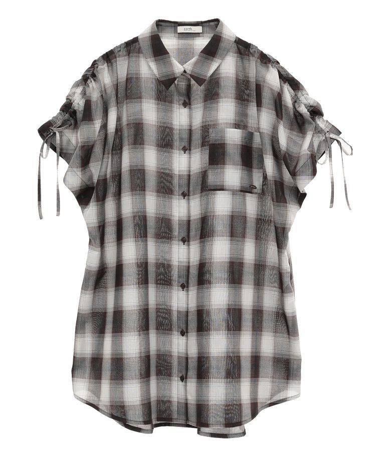 earth music&ecology「2wayショルダードロストリボンチェックシャツ」|シャツ・ブラウス|