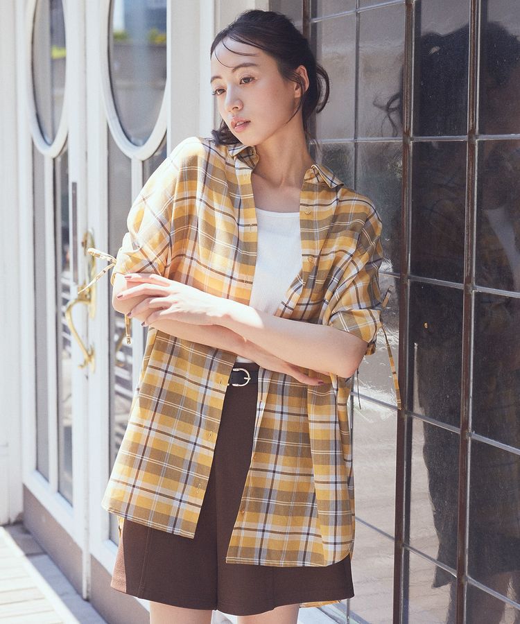 earth music&ecology「2wayショルダードロストリボンチェックシャツ」|シャツ・ブラウス|