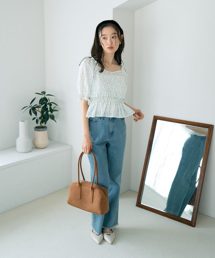 earth music&ecology「フラワー刺繍フリルヘムブラウス」|シャツ・ブラウス|