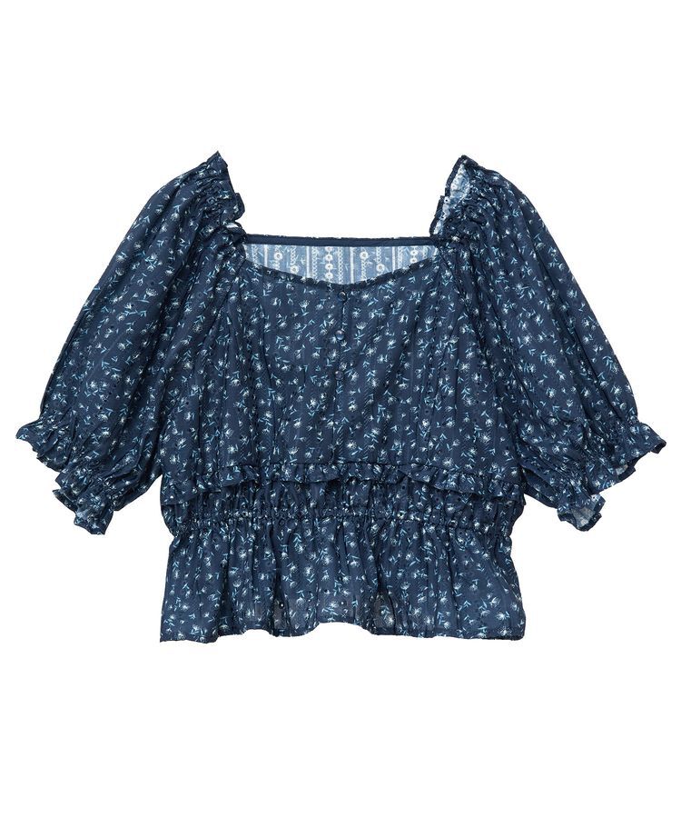 earth music&ecology「フラワー刺繍フリルヘムブラウス」|シャツ・ブラウス|