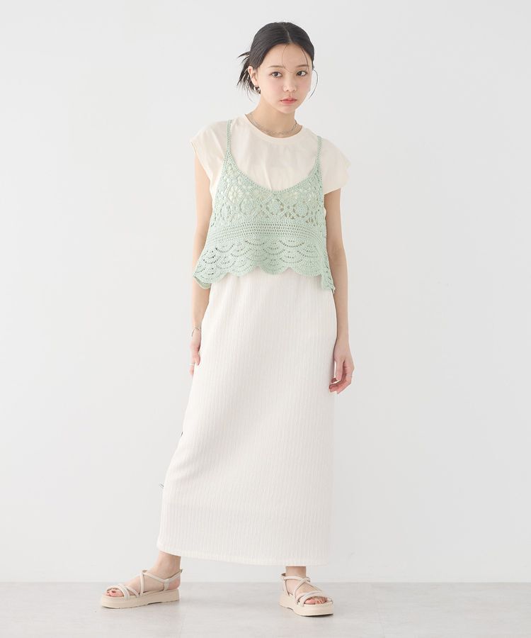 earth music&ecology「SET2点 クロシェキャミソール+ノースリーブプルオーバー」|Tシャツ・カットソー|