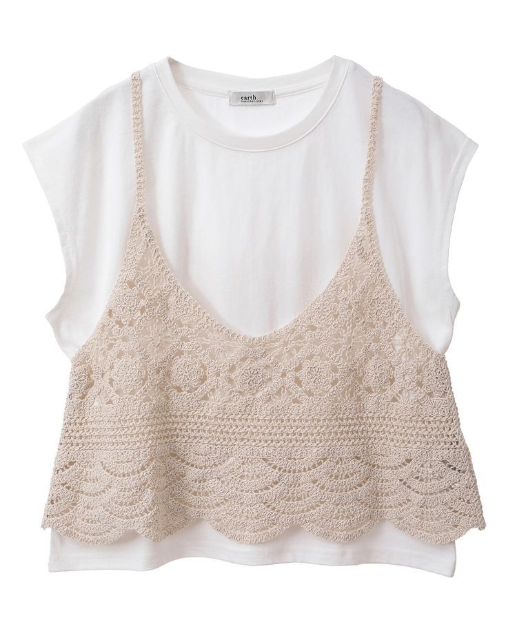 earth music&ecology「SET2点 クロシェキャミソール+ノースリーブプルオーバー」|Tシャツ・カットソー|