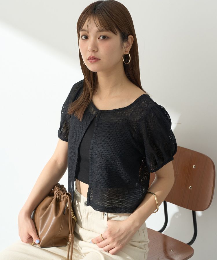 earth music&ecology「フラワーコード刺繍カーディガン」|カーディガン|