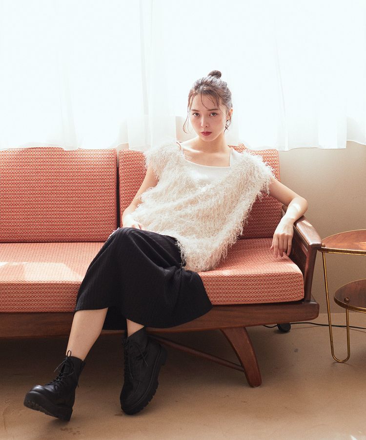 earth music&ecology「ふさふさベスト」|ベスト・ジレ|