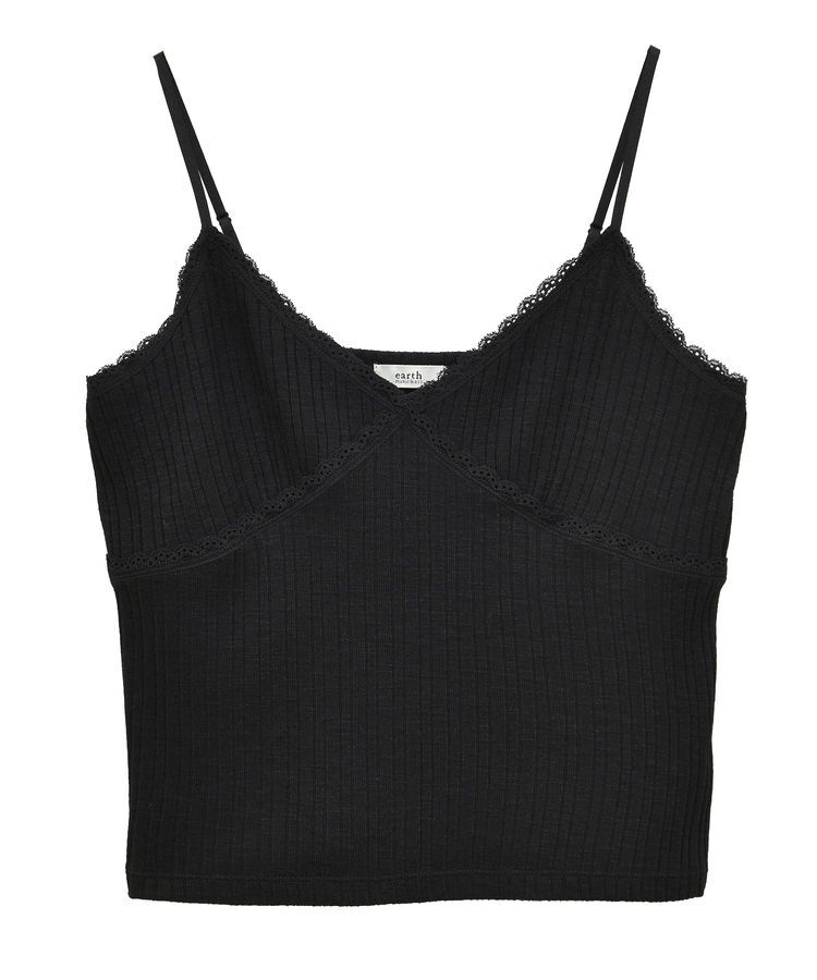 earth music&ecology「アイレットレースキャミ」|キャミソール|Black