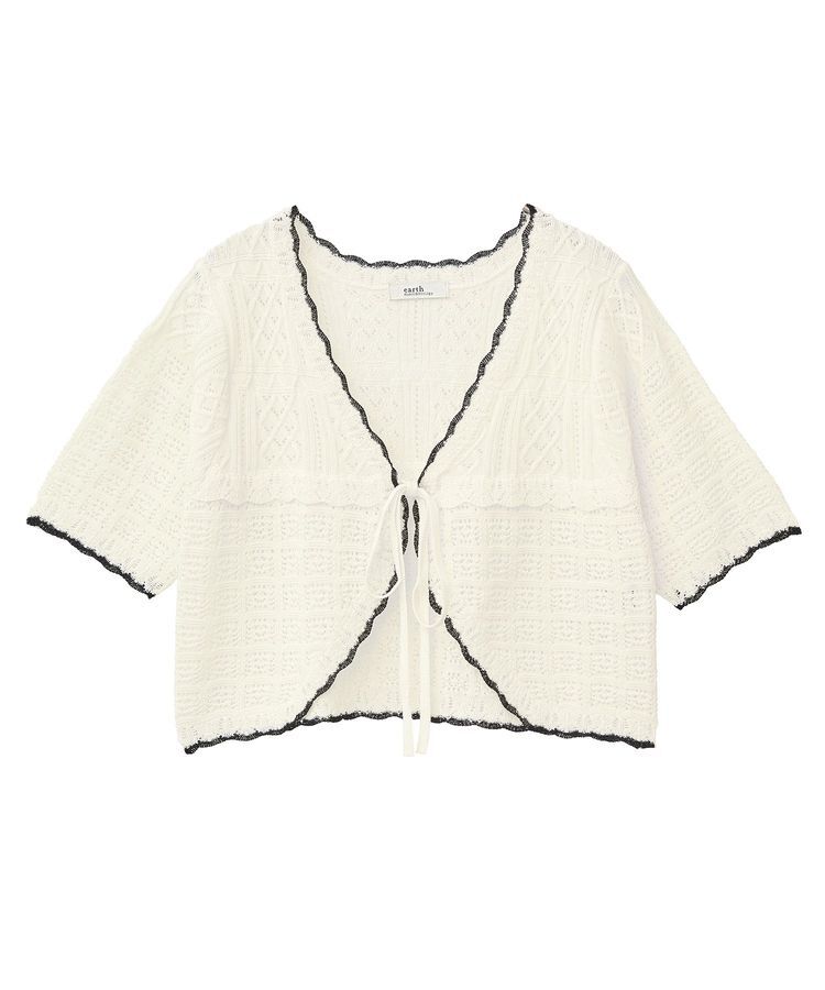 earth music&ecology「ミニスカラップ透かし編みニットカーディガン」|カーディガン|