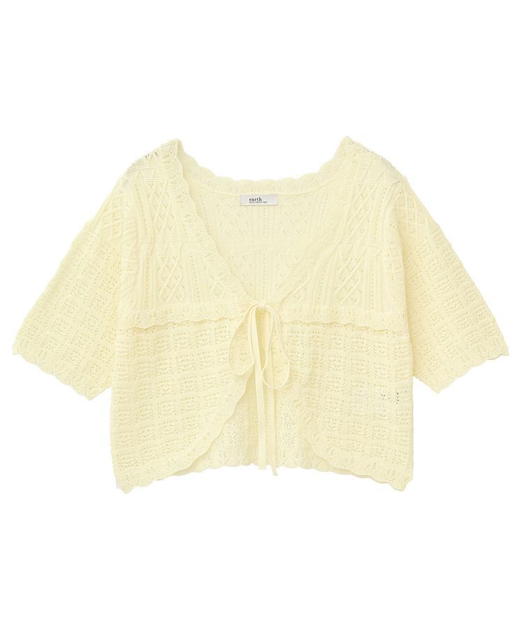 earth music&ecology「ミニスカラップ透かし編みニットカーディガン」|カーディガン|