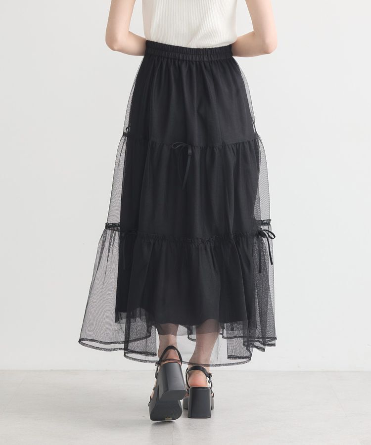 earth music&ecology「リボンチュールティアードスカート」|フレア|