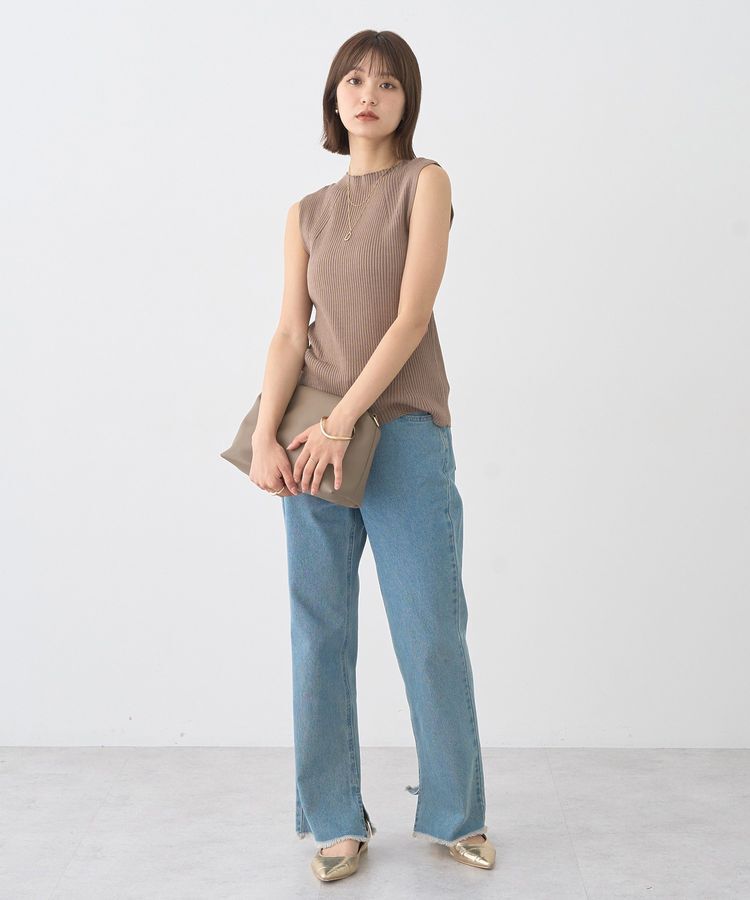 earth music&ecology「ランダムリブボトルネックノースリーブニット」|ニット・セーター|