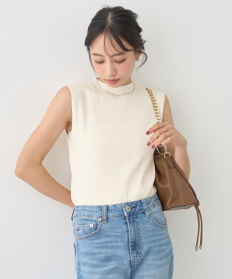 earth music&ecology「ランダムリブボトルネックノースリーブニット」|ニット・セーター|