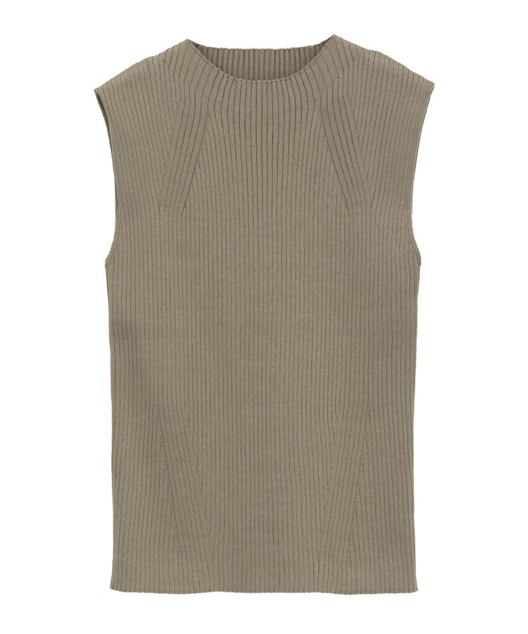 earth music&ecology「ランダムリブボトルネックノースリーブニット」|ニット・セーター|