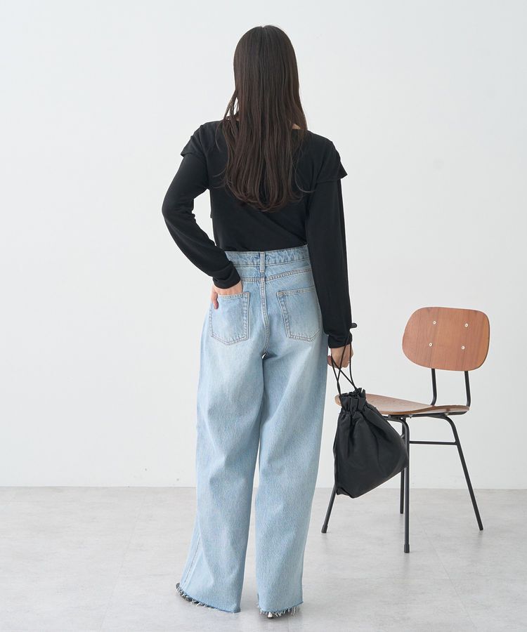 earth music&ecology「セルフカットワイドデニムパンツ」|デニム|