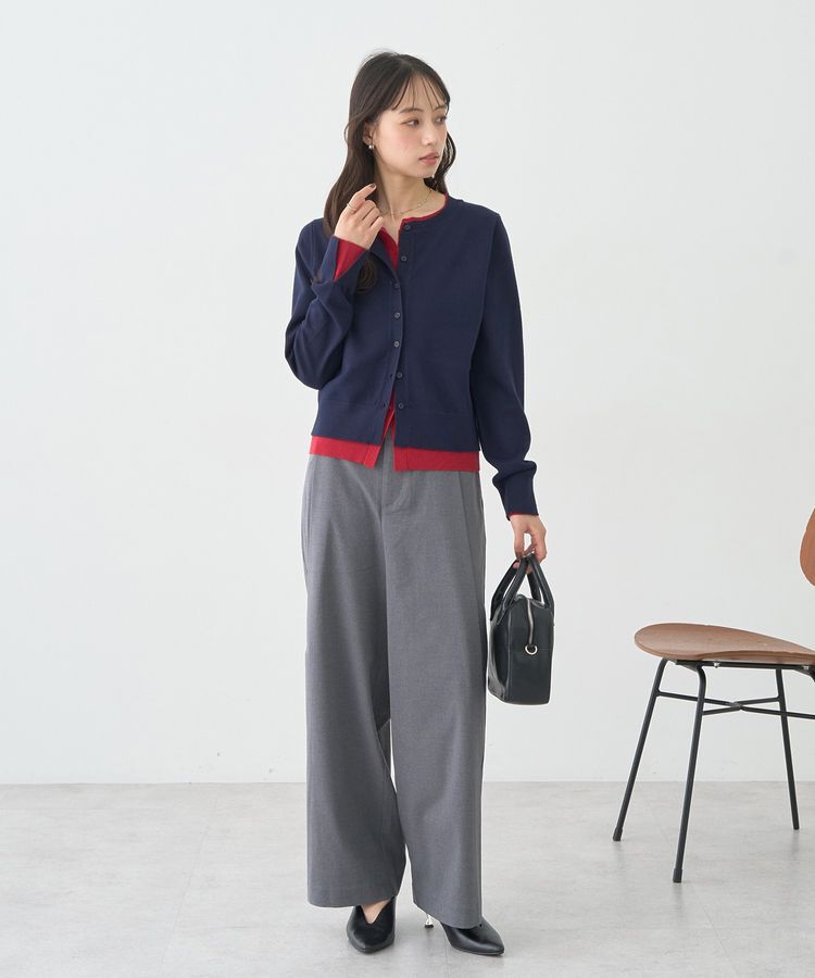 earth music&ecology「バイカラーレイヤード風カーディガン」|カーディガン|