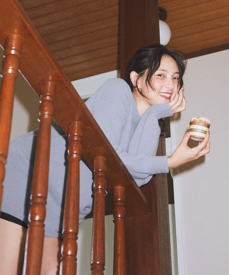 earth music&ecology「パウダーシャギーシャーリングニットミニワンピース」|ワンピース|