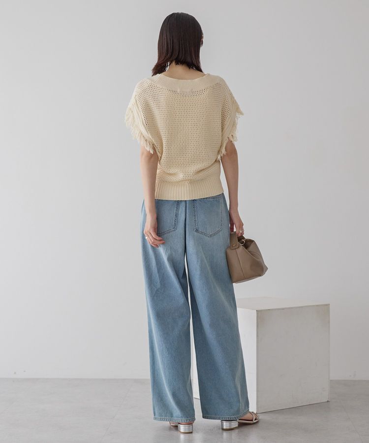 AMERICAN HOLIC「袖フリンジショート丈プルオーバー」|ニット・セーター|