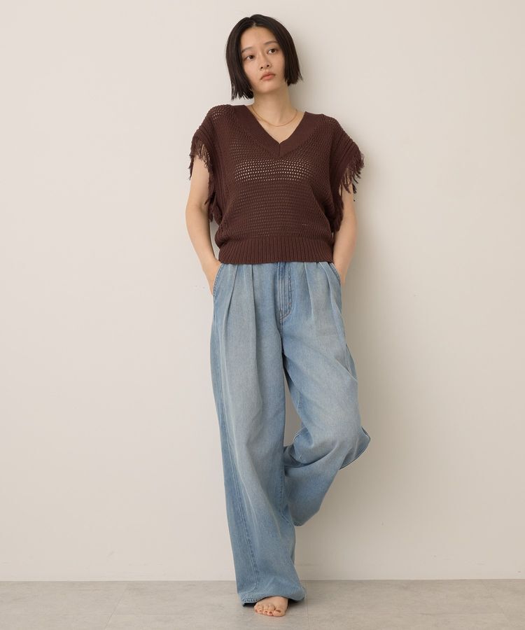 AMERICAN HOLIC「袖フリンジショート丈プルオーバー」|ニット・セーター|