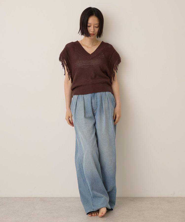 AMERICAN HOLIC「袖フリンジショート丈プルオーバー」|ニット・セーター|