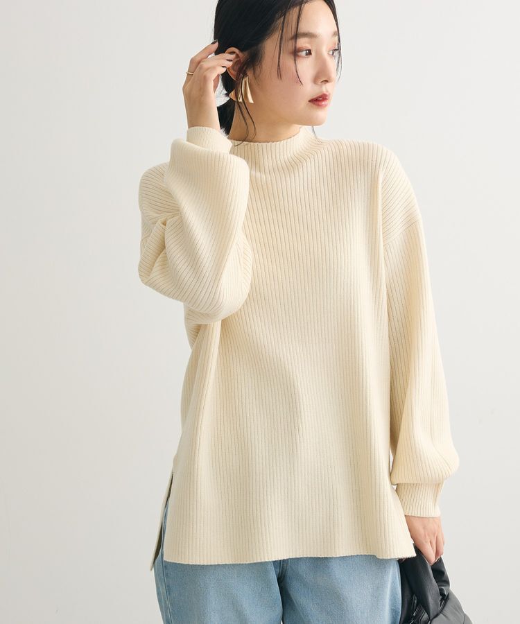 Green Parks「洗えるボトルネックリブニットプルオーバー」|ニット・セーター|Off White