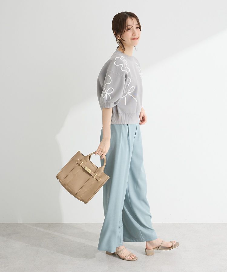 Green Parks「・ELENCARE DUE ライン刺繍5分袖ニット」|ニット・セーター|