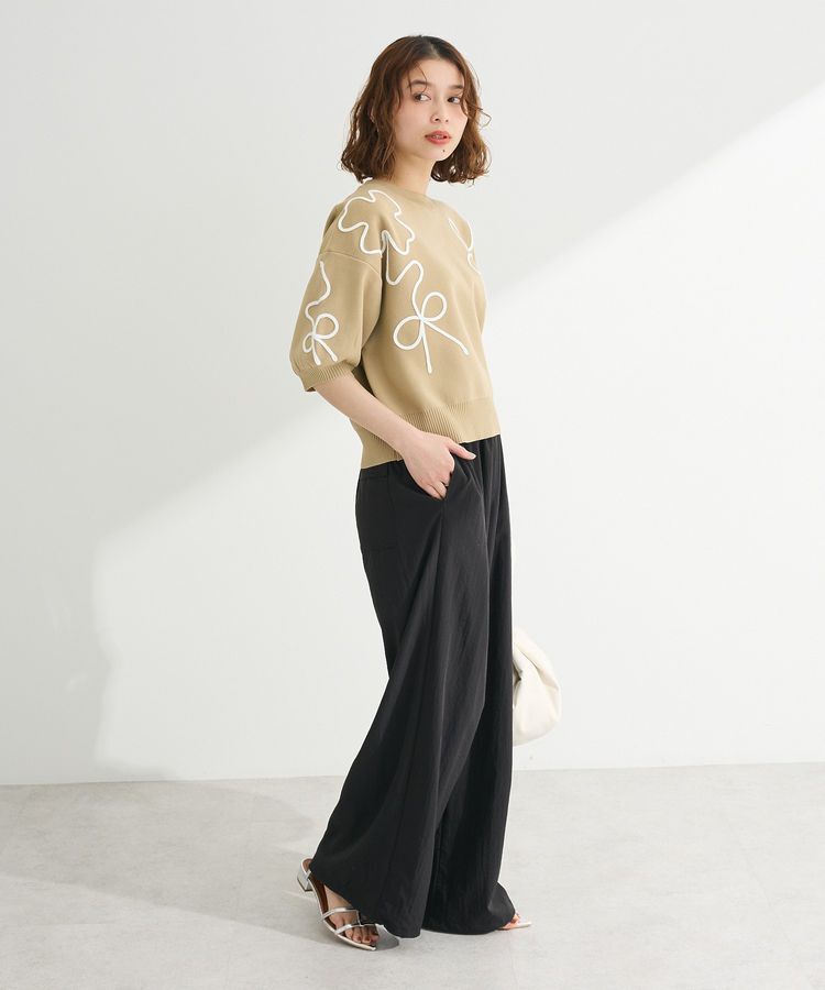 Green Parks「・ELENCARE DUE ライン刺繍5分袖ニット」|ニット・セーター|