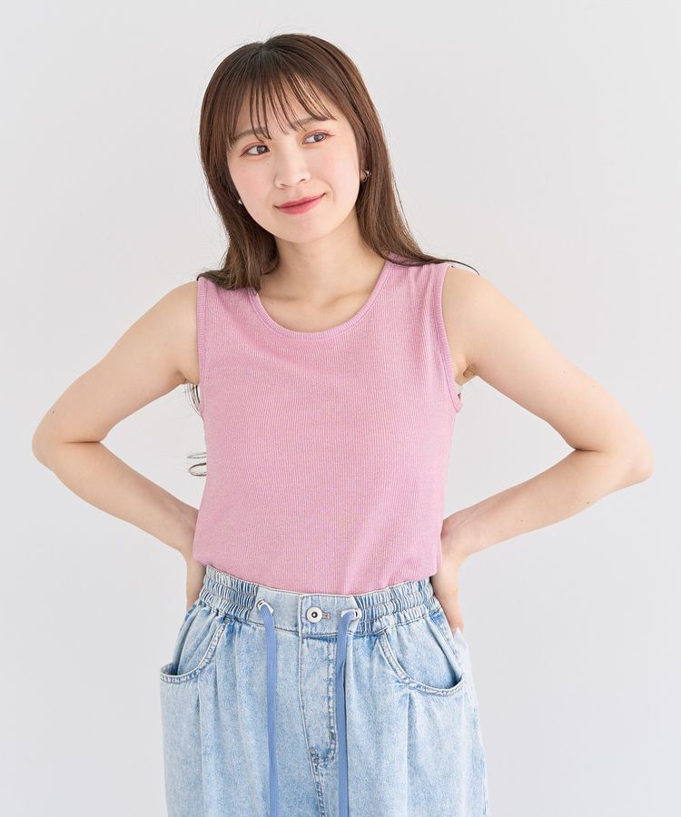 Green Parks「・Petit Fleur ラメリブタンクトップ」|インナー|Pink