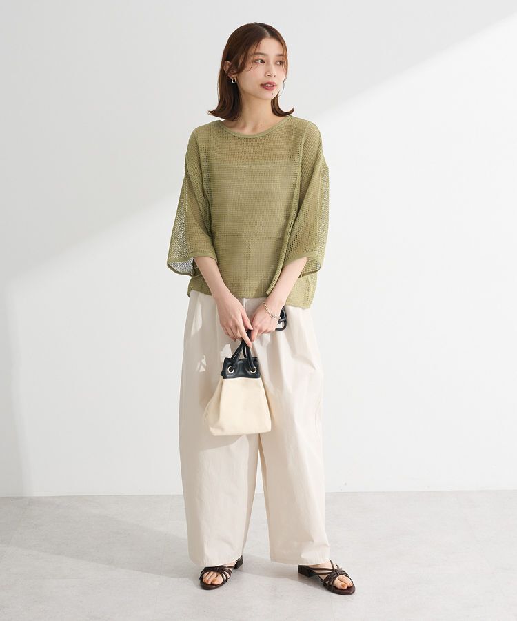 armonia「七分袖コットンメッシュラグラントップス」|Tシャツ・カットソー|