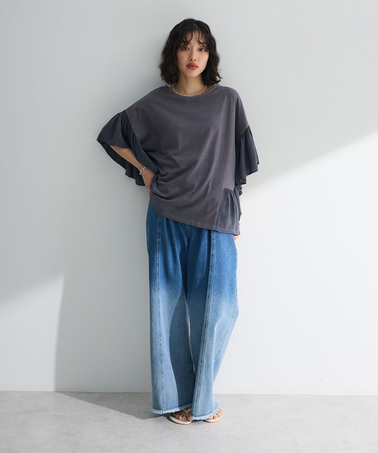 Green Parks「袖フレアドッキングカットプルオーバー」|Tシャツ・カットソー|