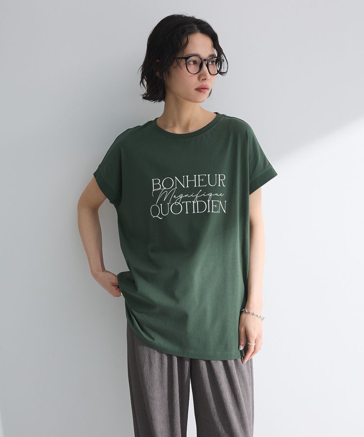 Green Parks「フレンチスリーブ筆記体ロゴチュニック」|チュニック|