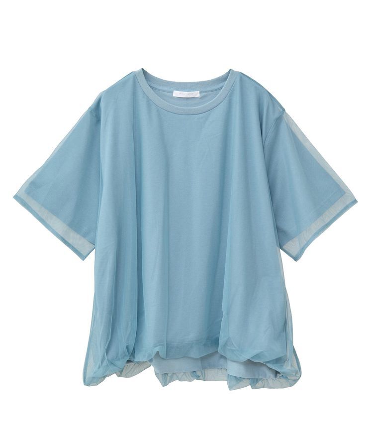 Green Parks「チュールドッキングバルーン5分袖プルオーバー」|Tシャツ・カットソー|