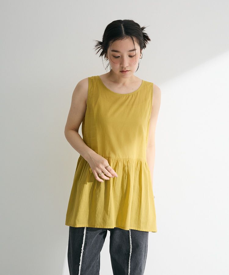 Green Parks「インド綿 SET2点 ギャザーシャツ+布帛インナー」|シャツ・ブラウス|