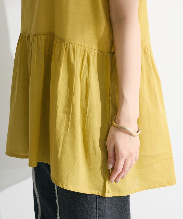 Green Parks「インド綿 SET2点 ギャザーシャツ+布帛インナー」|シャツ・ブラウス|