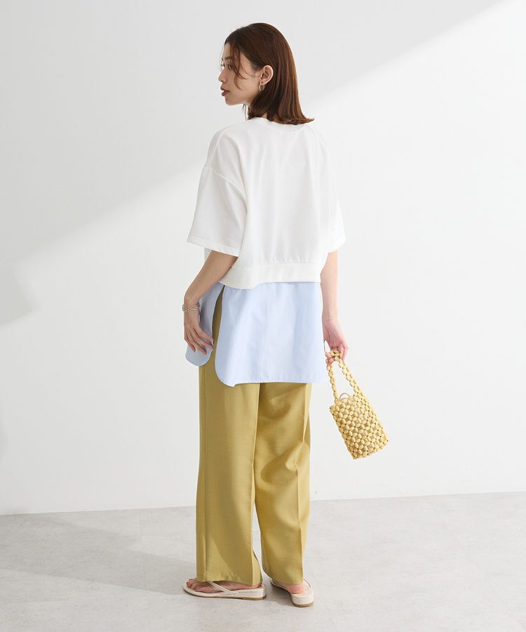 Green Parks「裾タックミニ裏毛シャツドッキングチュニック」|チュニック|