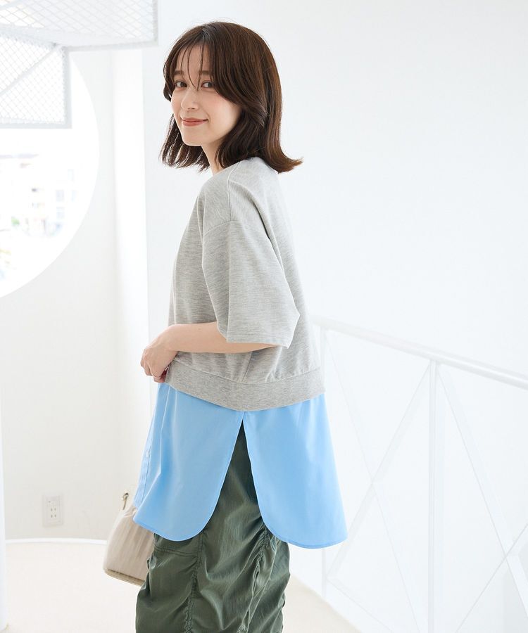 Green Parks「裾タックミニ裏毛シャツドッキングチュニック」|チュニック|
