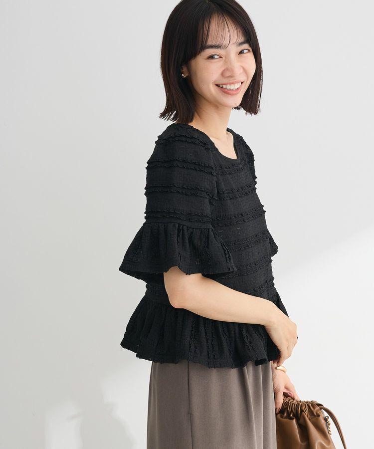 Green Parks「・SUGAR SPOON レースフリルプルオーバー」|Tシャツ・カットソー|Black