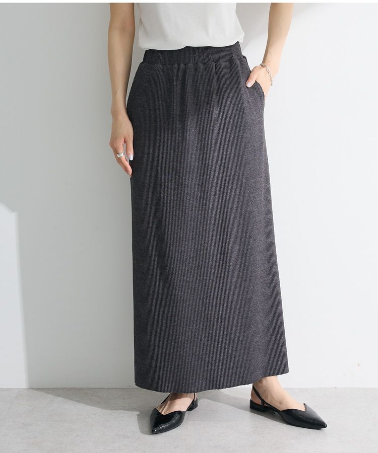 Green Parks「・ELENCARE DUE リブナロースカート」|タイト|Dark Gray