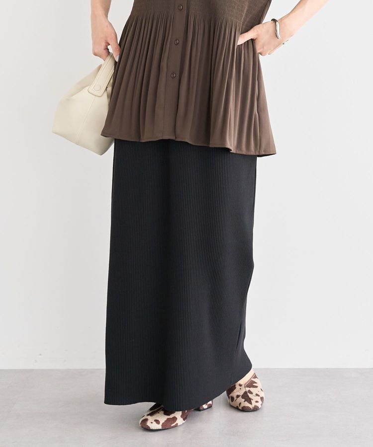Green Parks「・ELENCARE DUE リブナロースカート」|タイト|Black