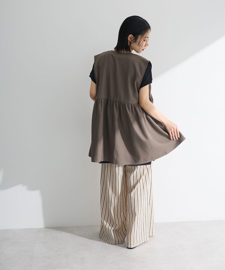 Green Parks「麻調ミディ丈ZIPベスト」|ベスト・ジレ|