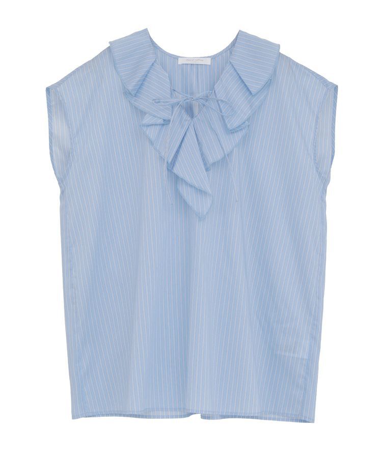 Green Parks「ノースリーブストライプフリルブラウス」|シャツ・ブラウス|