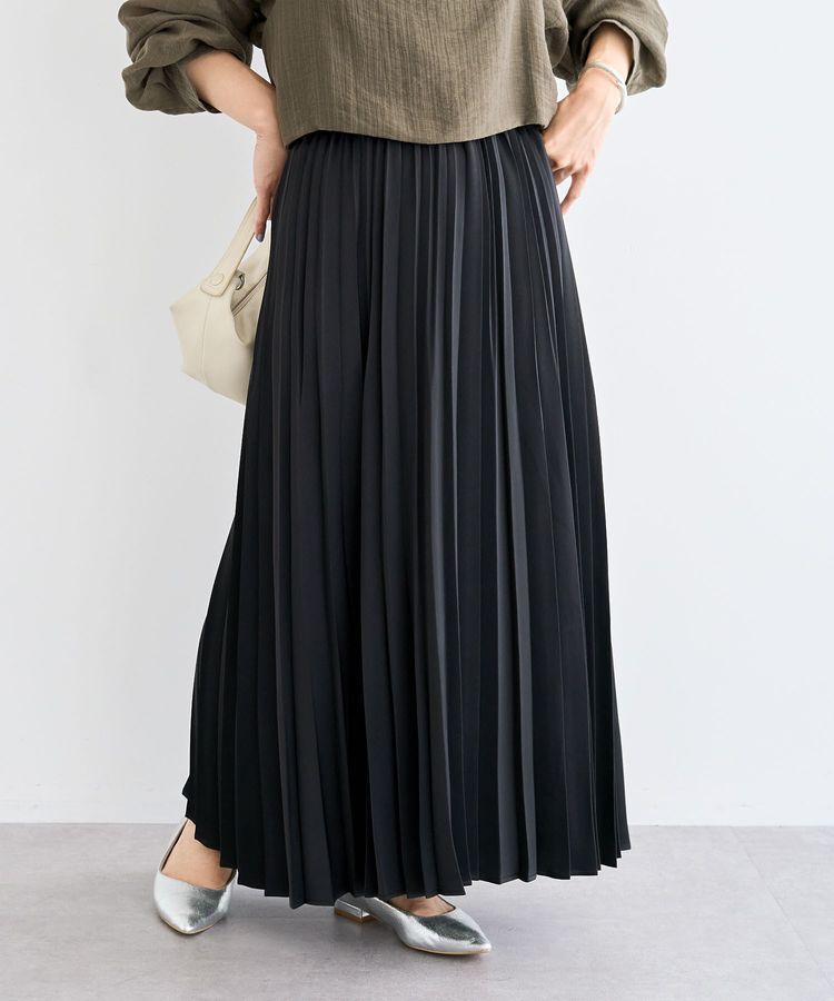 Green Parks「サテン変形プリーツスカート」|スカート|Black