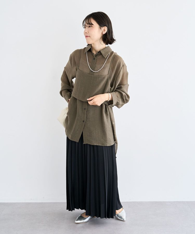 Green Parks「サテン変形プリーツスカート」|スカート|