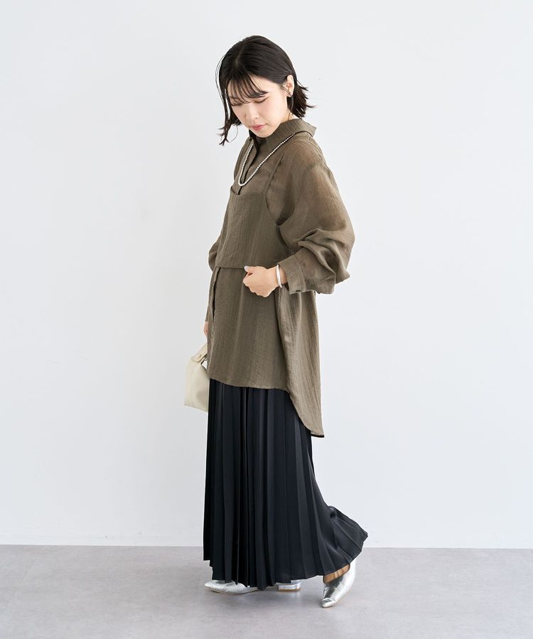 Green Parks「サテン変形プリーツスカート」|スカート|