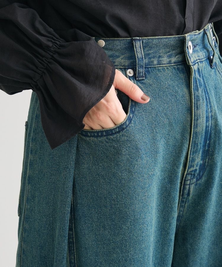 Green Parks「・SUGAR SPOON タックデニムワイドパンツ」|デニム|