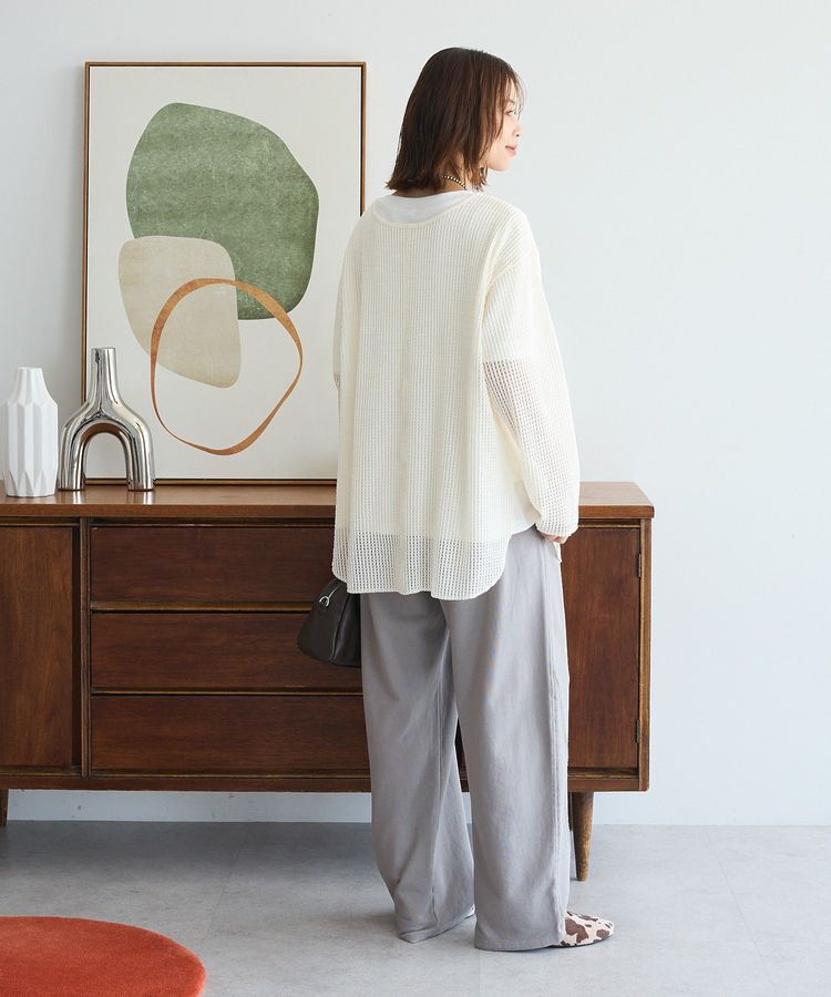 Green Parks「メッシュ長袖ゆるカットプルオーバー」|Tシャツ・カットソー|