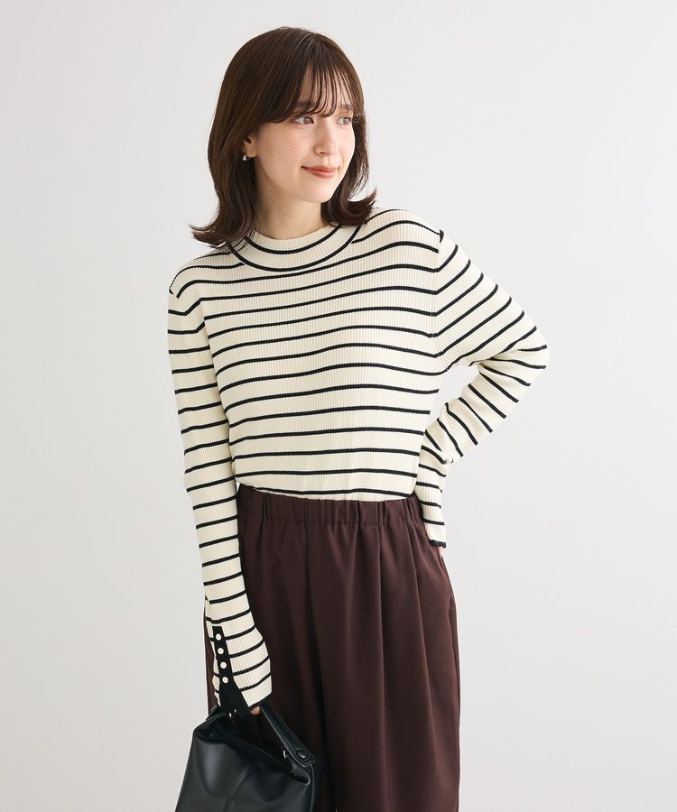 Green Parks「袖口金釦リブニットプルオーバー」|ニット・セーター|