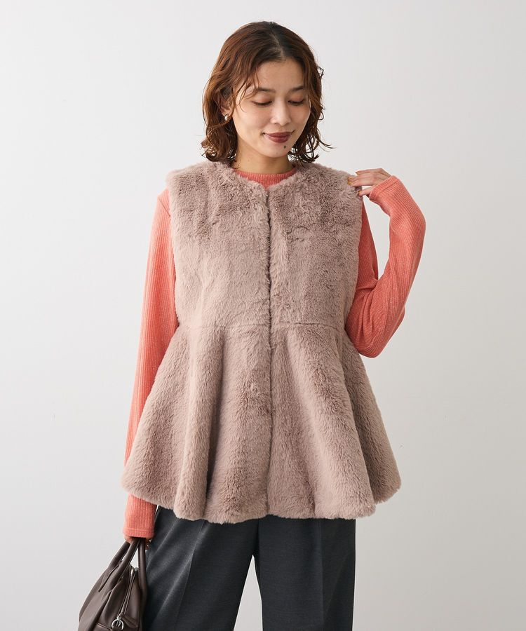 Green Parks「・ELENCARE DUE ペプラムフェイクファーベスト」|ベスト・ジレ|