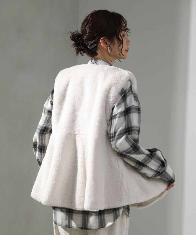 Green Parks「・ELENCARE DUE ペプラムフェイクファーベスト」|ベスト・ジレ|